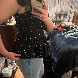 Heart polka peplum shirt